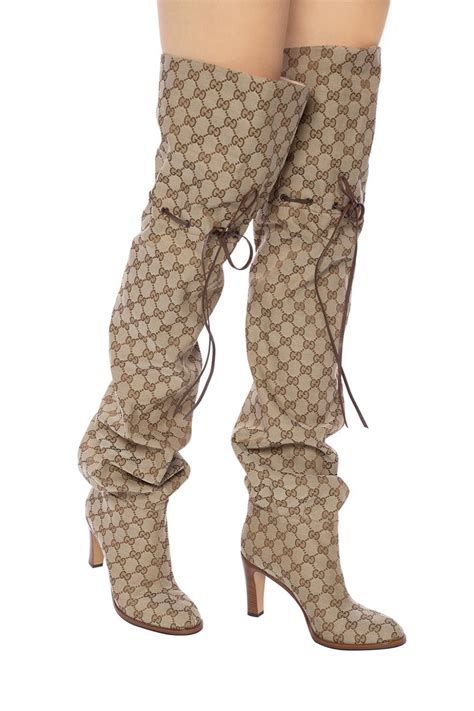 gucci boots knee high|gucci print thigh high boots.